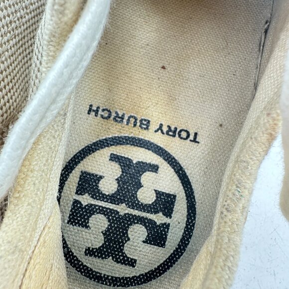 Tory Burch Buddy Women Size 7.5M CreamOff White Canvas Low Top Lace Up Shoes - Picture 11 of 12